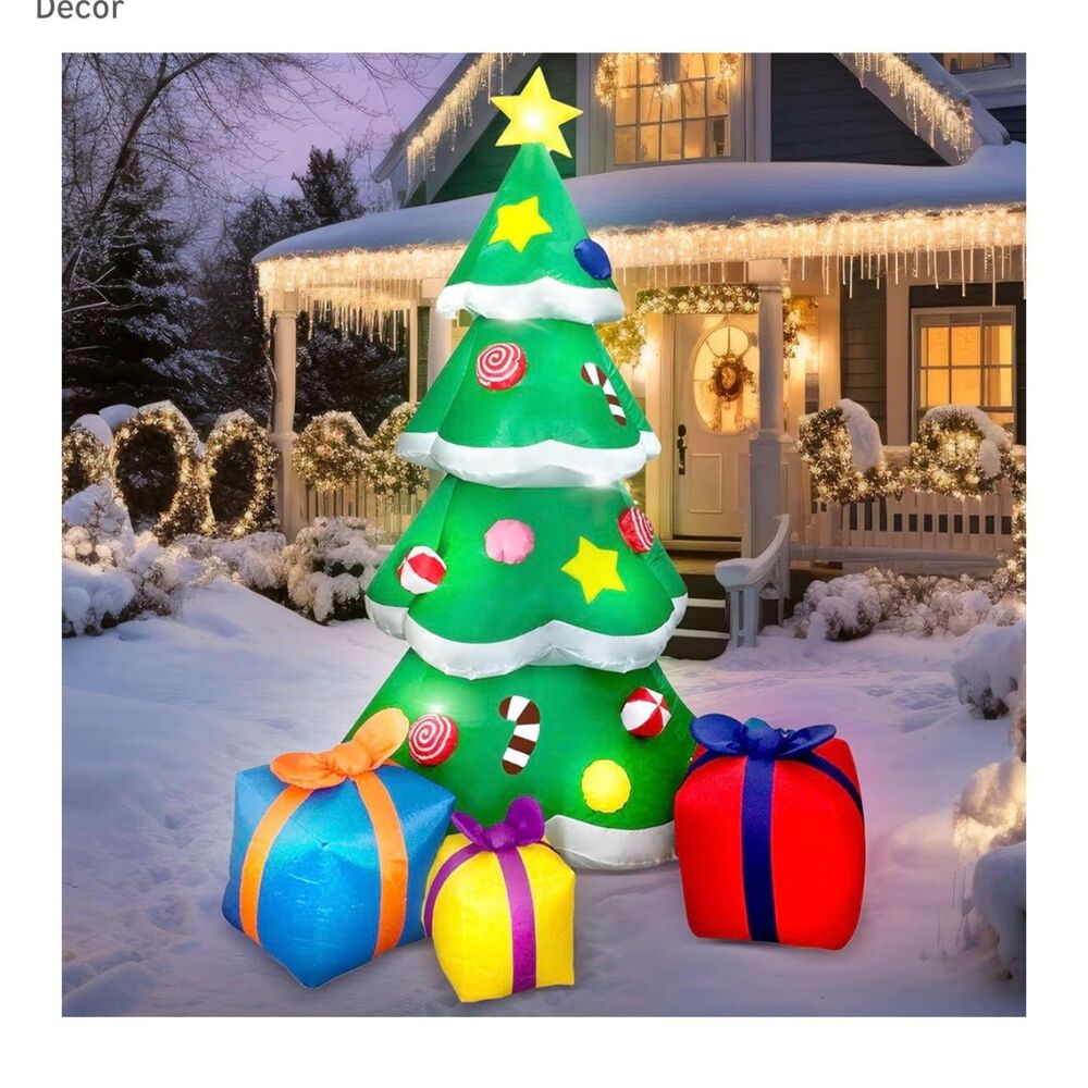 7ft Christmas Inflatable Tree Outdoor Decoration 3 Gift Boxes with Build-in LEDs